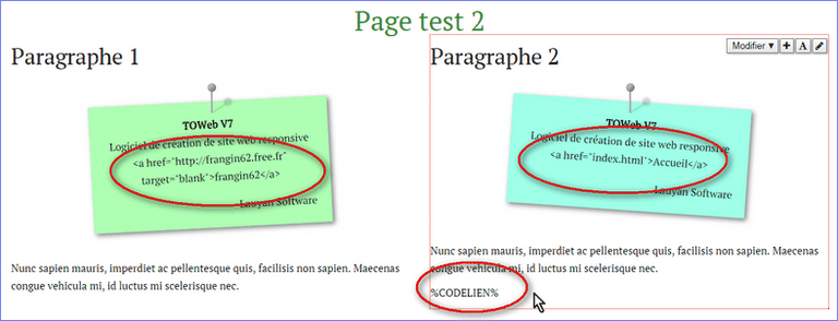 resultat dans la rubrique