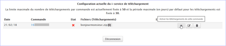 une commande de fichier