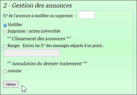Gestion des annonces