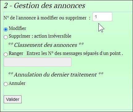 modifier une annonce