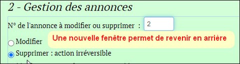 supprimer une annonce