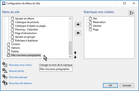 menu après duplication