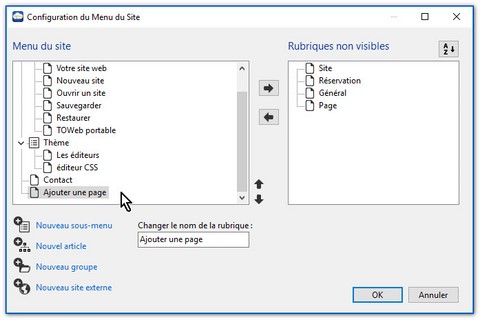 Modification du menu Modification du menu