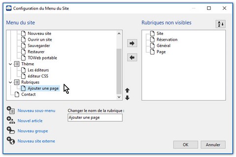 Modification du sous-menu Modification du sous-menu