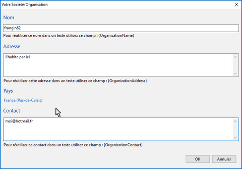 Coordonnées de la société