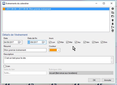 Modifier l'événement