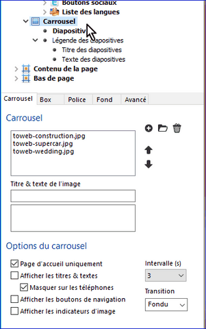 carrousel dans l'éditeur CSS