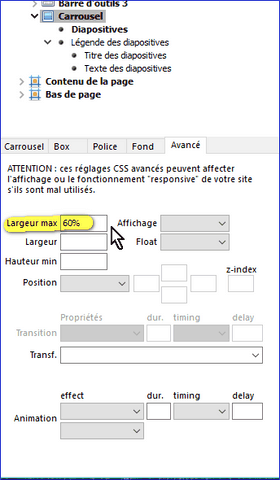 Dimension du carrousel