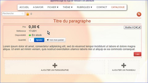 Vue d'un produit vierge