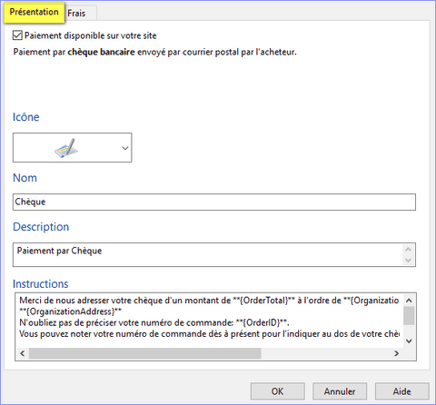 présentation chèque