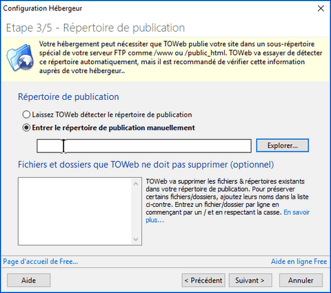 répertoire manuellement