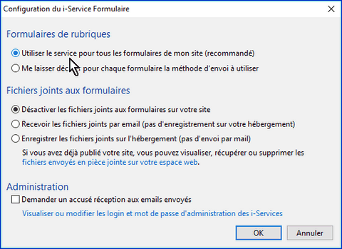 options du i-service formulaire