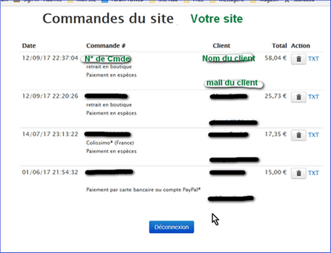 commandes en ligne