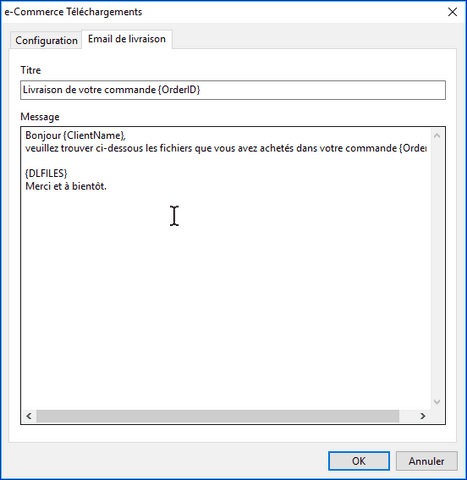 email de livraison du téléchargement