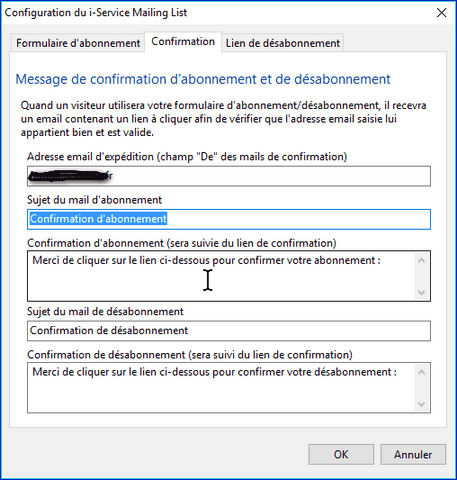 confirmation des inscriptions