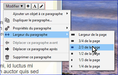 largeur du paragraphe