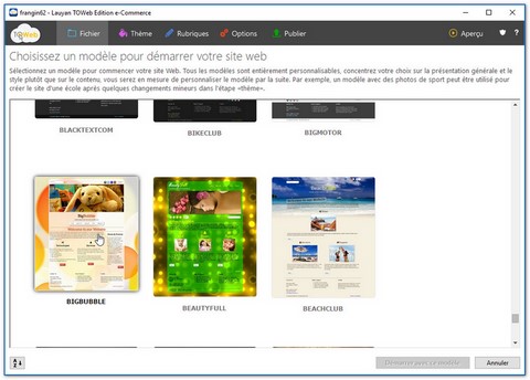 page de sélection de thème page de sélection de thème