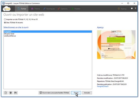 ouverture d'un site récent