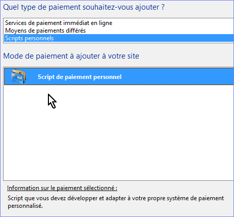 script de paiement
