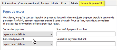 Le retour du paiement effectué