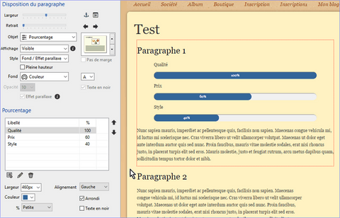 Ajout des pourcentages