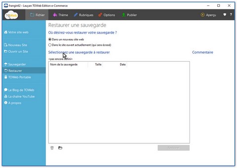 La page de restauration La page de restauration