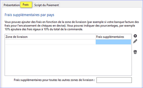 les frais dans le script