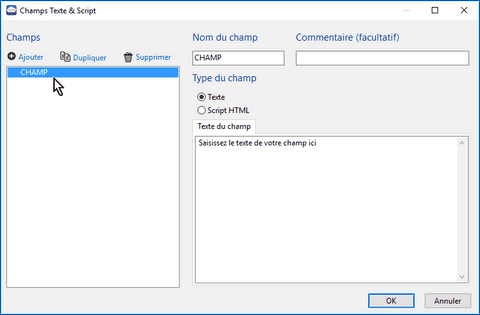 Ajouter un nouveau champ