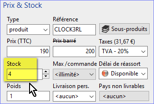mise à jour stock 1