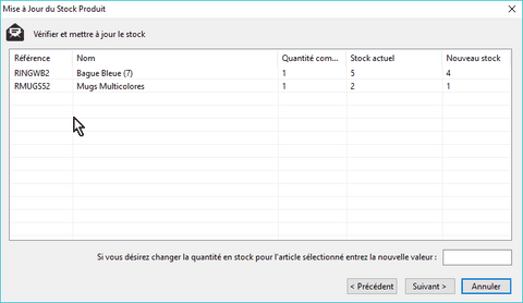 mise à jour stock 7