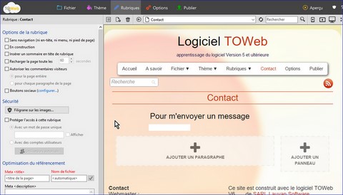 Une page rubrique standard