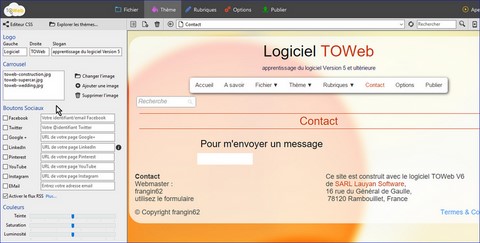 Une page rubrique dans Thème