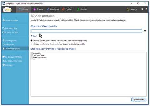 La page de sauvegarde portable